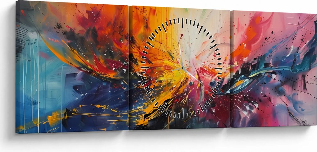 Tablou - Abstracție de culoare (cu ceas) (90x30 cm)