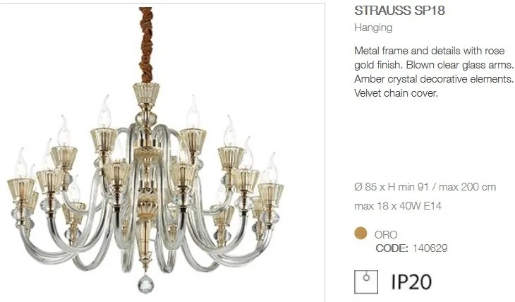 Candelabru elegant stil clasic cu 18 brate STRAUSS SP18 140629