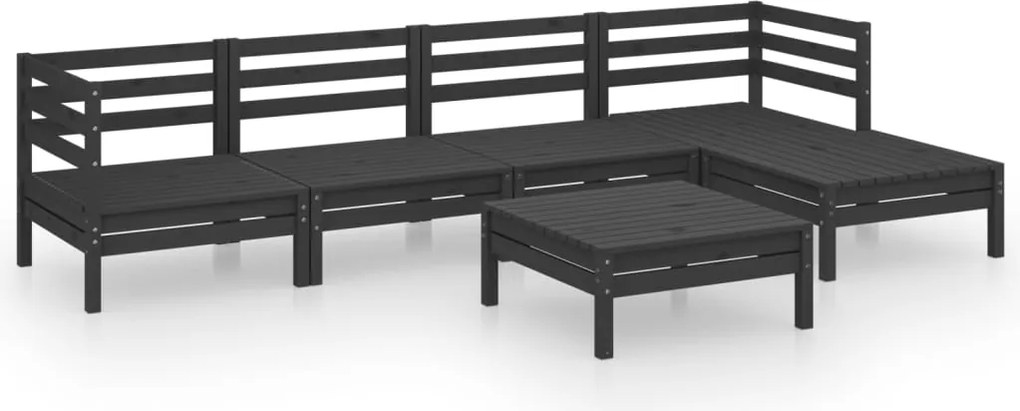 vidaXL Set mobilier de grădină, 6 piese, negru,lemn masiv de pin