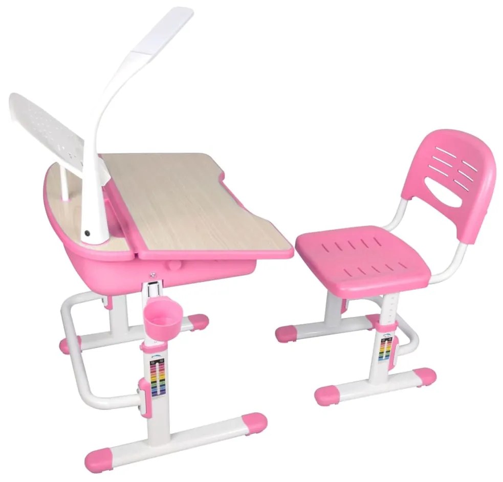 442704 Vipack Birou reglabil pentru copii „Comfortline 301” cu scaun, roz/alb