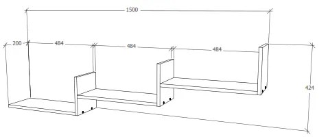 Etajera haaus Step, Alb, 150 x 20 x 42 cm