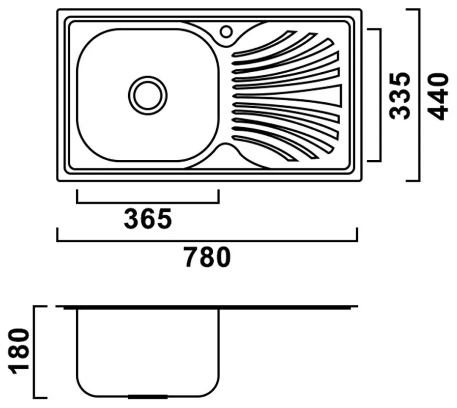 Chiuvetă Boli din oțel inoxidabil cu o lavoar pătrat și picurator