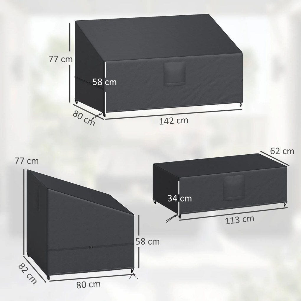 Outsunny Huse pentru Mobilier de Grădină 4 Piese, Impermeabile, Negru | Aosom Romania