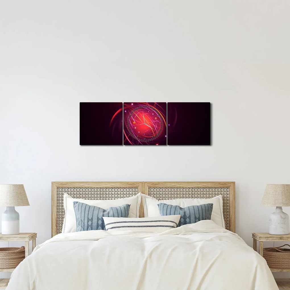 Tabloul modern cu abstacțiune (cu ceas) (90x30 cm)