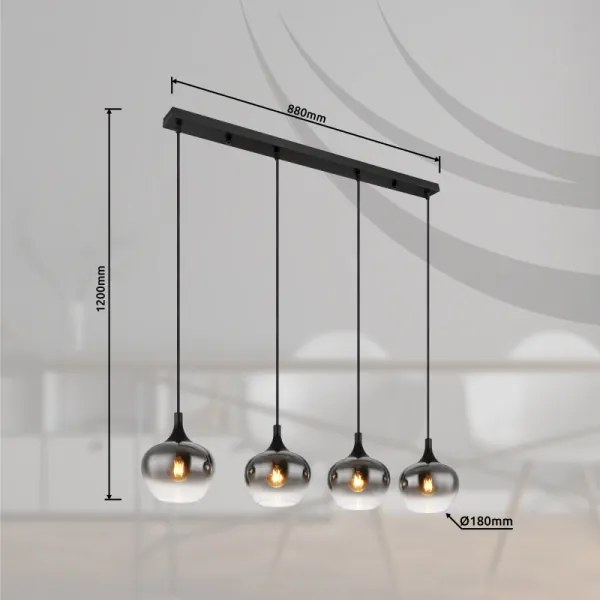 Globo 15548-4H - Lustră suspendată pe cablu MAXY 4xE27/40W/230V, neagră