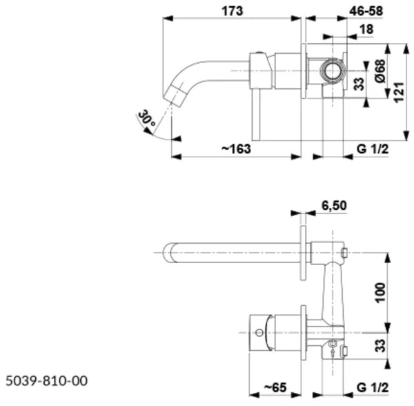Baterie de lavoar pentru instalare ascunsă KFA Armatura 5039-810-81 MOZA negru mat