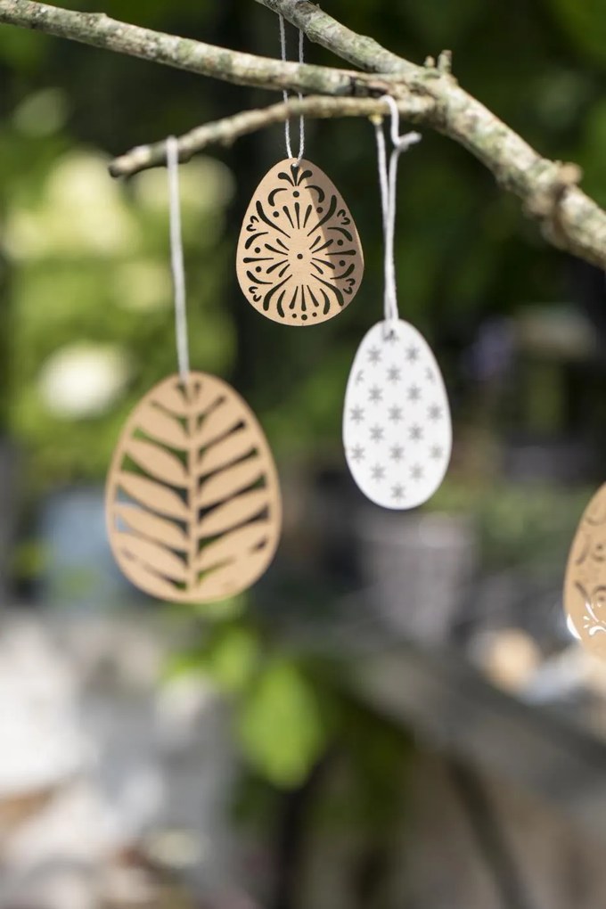 Oua de Paste din hartie cu model, bej - mai multe modele