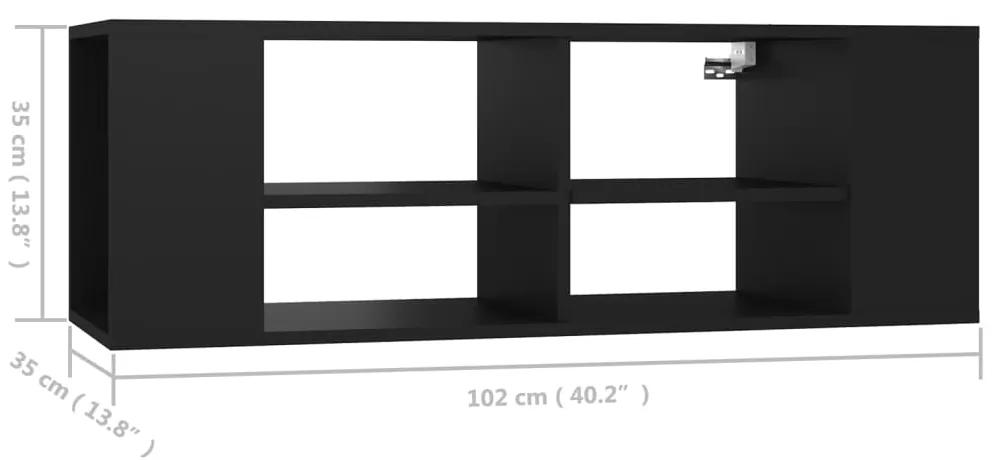 Dulap TV montat pe perete, negru, 102x35x35 cm, PAL 1, Negru
