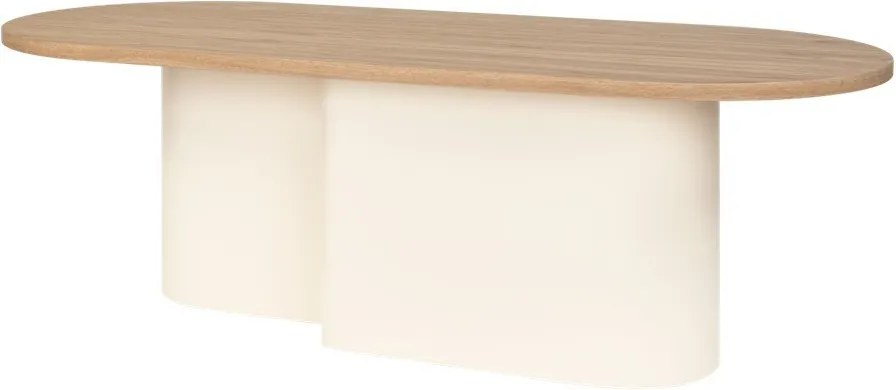 Măsuță de cafea bej cu blat cu aspect de lemn de stejar 50x115 cm Looi – noo.ma