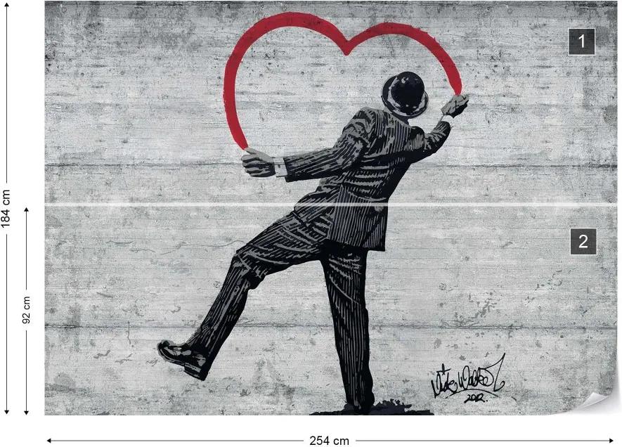 GLIX Fototapet - Banksy Graffiti Concrete Texture Vliesová tapeta  - 254x184 cm