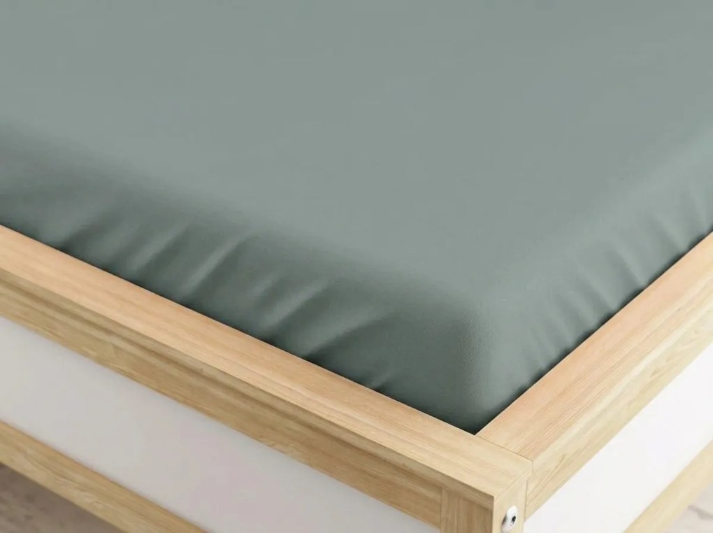 Cearsaf din microfibra cu elastic gri-verzui 180 x 200 cm