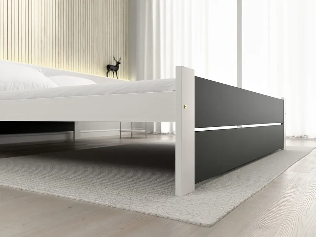 Pat IKAROS DOUBLE 160 x 200 cm, antracit/alb Saltele: Cu saltele Deluxe 10 cm, Somiera pat: Fara somiera