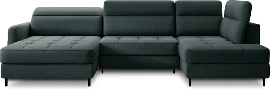 Colțar verde extensibil/cu spațiu de depozitare cu tapițerie din catifea (cu colț pe partea dreaptă/în formă de "U") Berrto – ELTAP