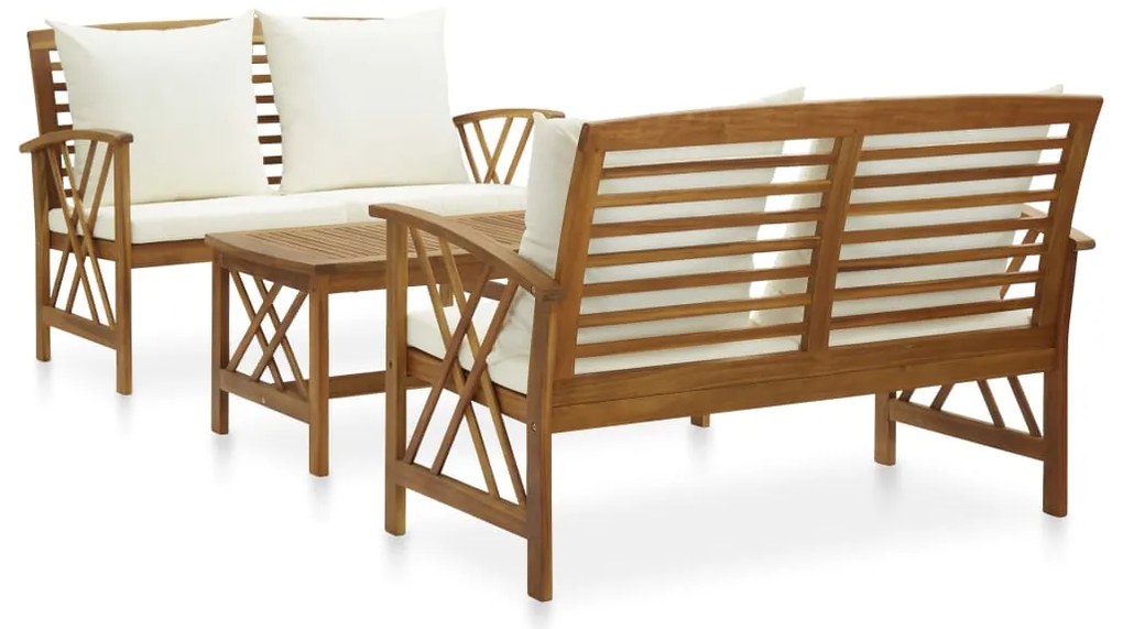 vidaXL Set mobilier grădină cu perne, 3 piese, lemn masiv de acacia