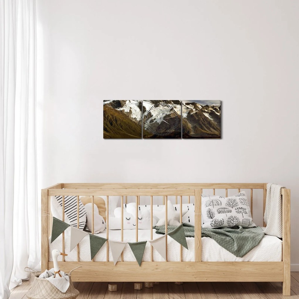 Tablou cu mutele Sefton, Noua Zeealnda (cu ceas) (90x30 cm)