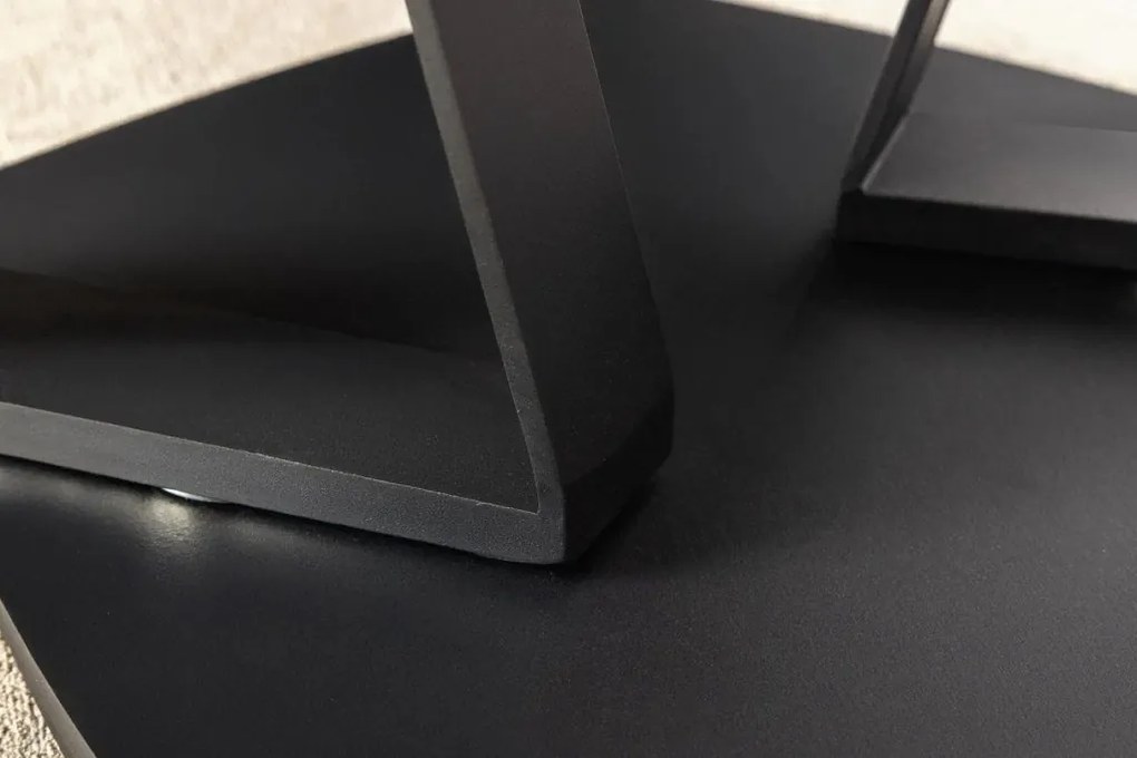 Masuta de cafea moderna cu doua blaturi rotative din ceramica Movement 80-130cm