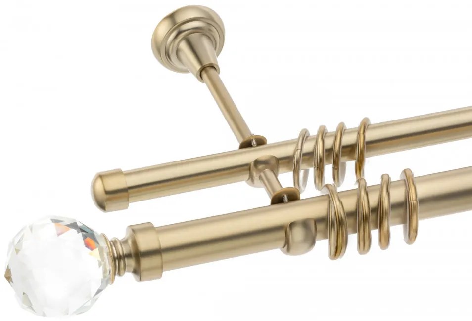 Galerie dubla prindere perete kula cristal gold 25mm/19mm