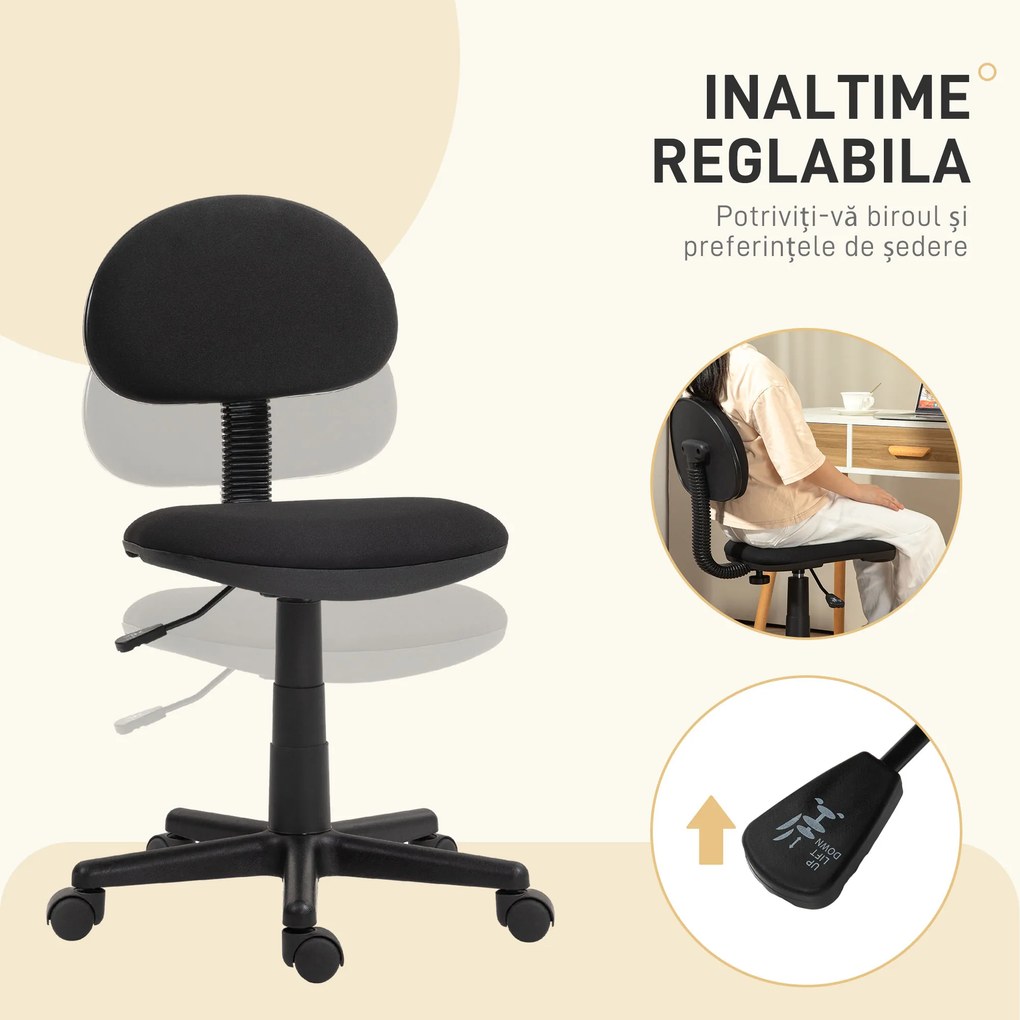 HOMCOM Scaun de Birou Rotativ cu Înălțime Reglabilă din Material Elastic, Negru | Aosom Romania