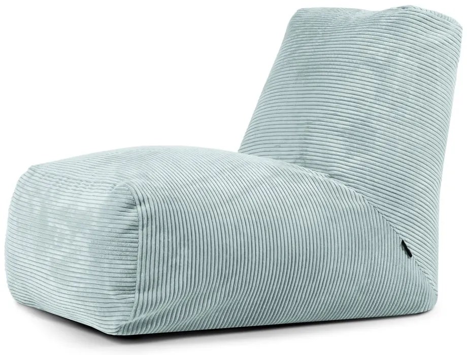 Fotoliu bean bag verde mentă cu tapițerie din catifea reiată Tube – SLOWDOWN