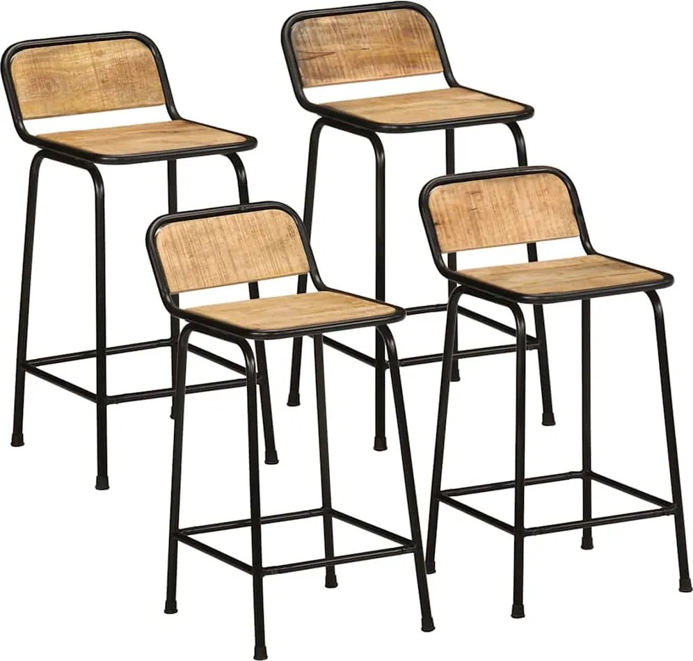vidaXL Scaune de bar 4 buc 46x35,5x80 cm Lemn masiv Mango brut
