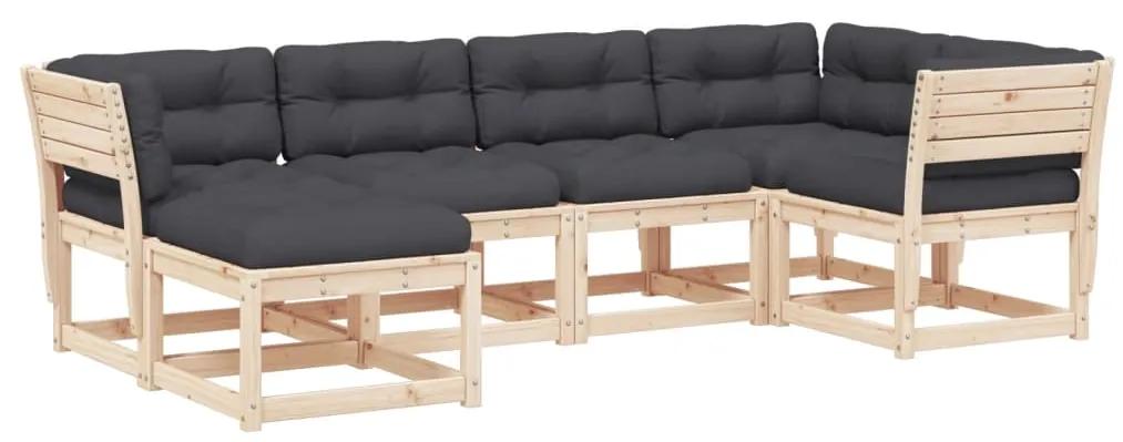 3217035 vidaXL Set canapele de grădină cu perne, 6 piese, lemn masiv de pin