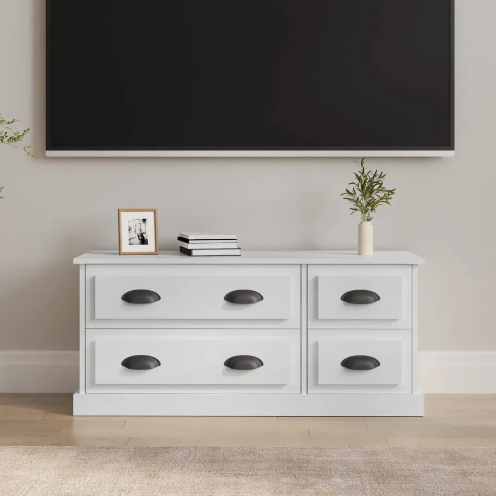816450 vidaXL Comodă TV, alb extralucios, 100x35,5x45 cm, lemn prelucrat