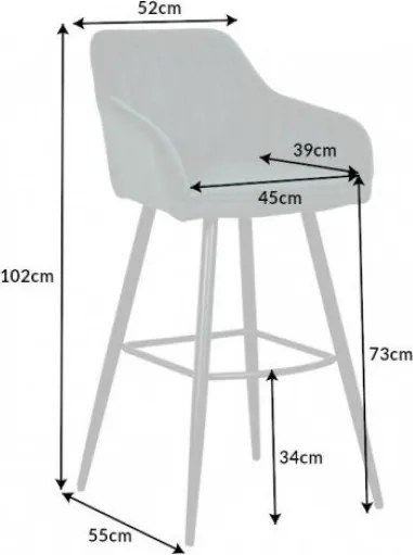 Set 2 scaune de bar Turin catifea verde smarald