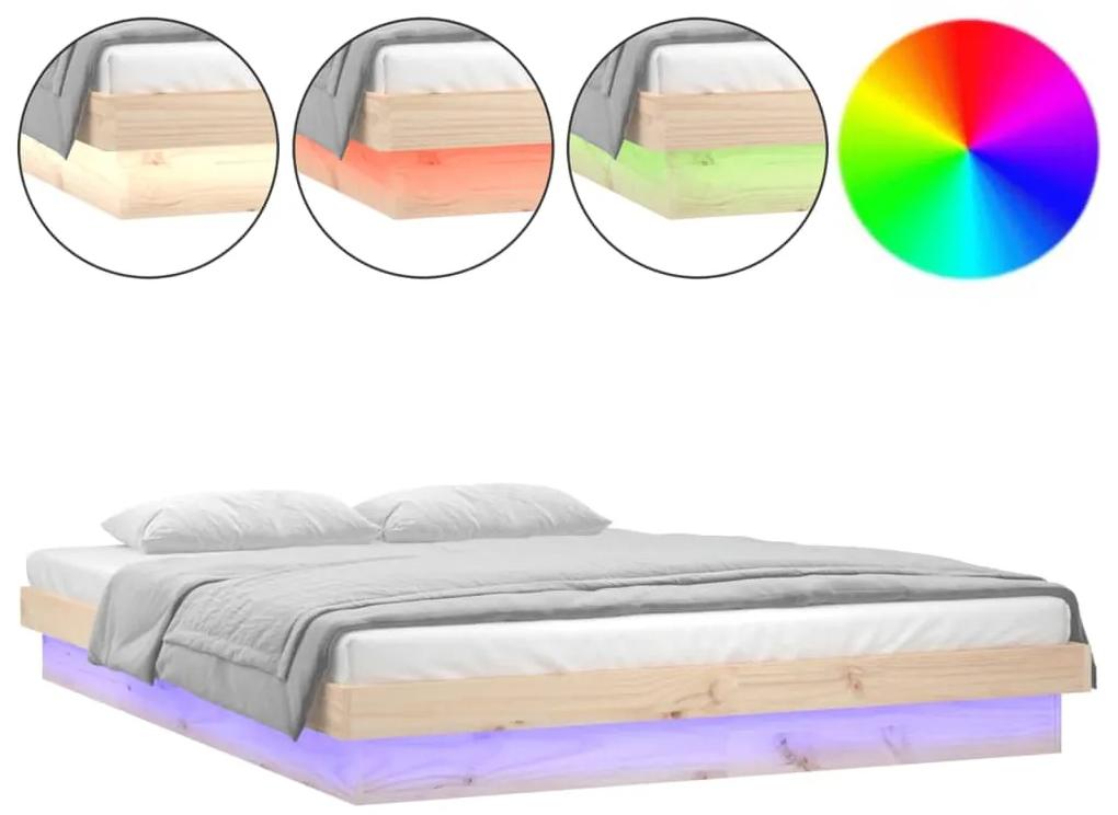 Cadru de pat cu led, 200x200 cm, lemn masiv