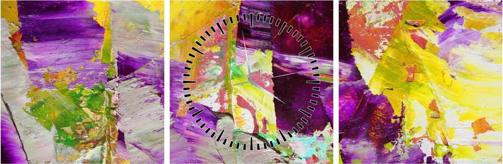 Tablou cu abstracție - pictura (cu ceas) (90x30 cm)