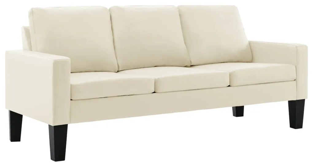 288765 vidaXL Canapea cu 3 locuri, crem, piele ecologică