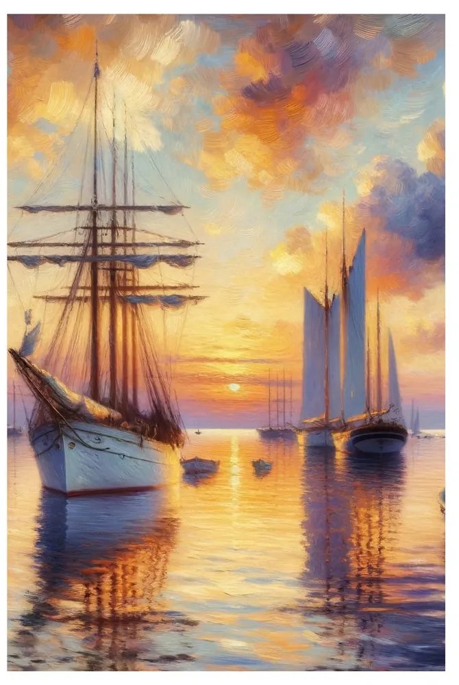 Tablou port la apus de soare