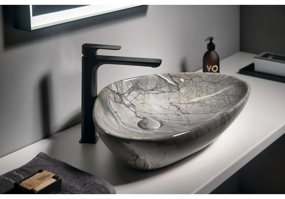 Baterie negru-mat pentru chiuvetă înaltă Spy – Sapho