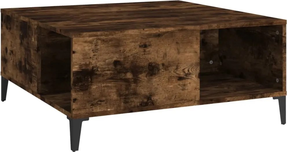 vidaXL Măsuță de cafea, stejar afumat, 80x80x36,5 cm, lemn prelucrat