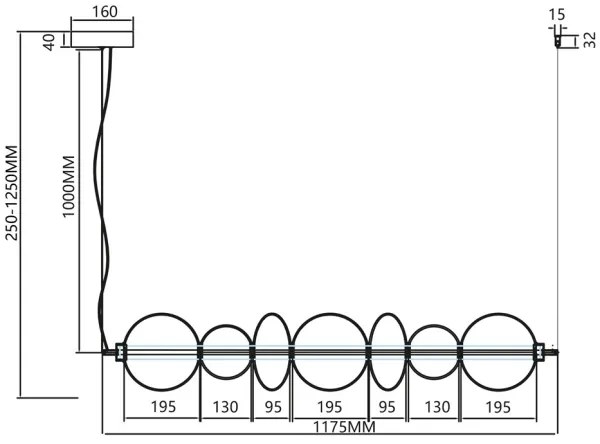 Lustră LED pe cablu DAPHNE LED/40W/230V gri