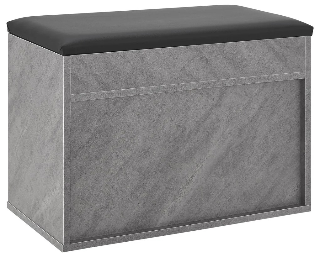 Suport pantofi cu capac rabatabil și scaun tapițat 60 x 30 x 44 cm aspect beton