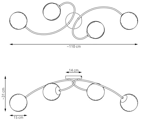 Lustră aplicată VIBRA 4xE14/10W/230V negru/alb