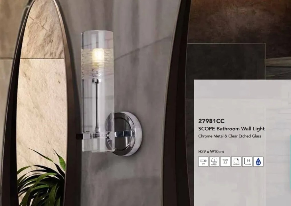 Aplica de perete pentru baie IP44 Scope crom