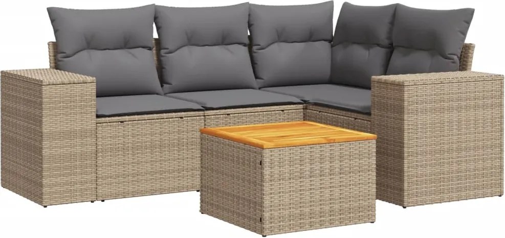 vidaXL Set canapele de grădină cu perne, 5 piese, bej, poliratan