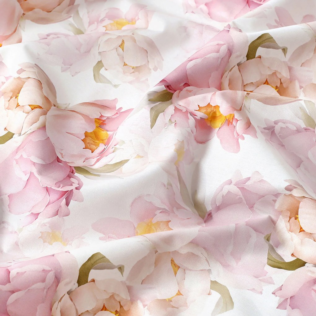 Goldea față de masă 100% bumbac deluxe - flori de bujor înfloriți - rotundă Ø 220 cm