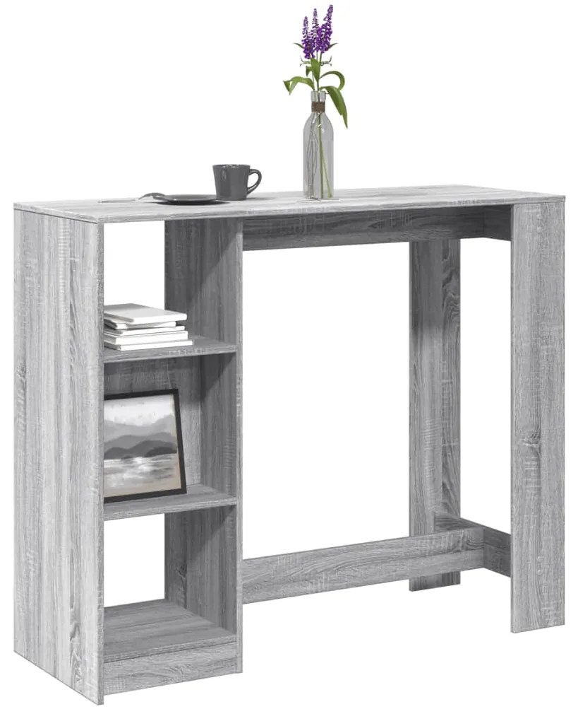 vidaXL Masă bar raft stejar Sonoma gri 124x46x103,5 cm lemn prelucrat
