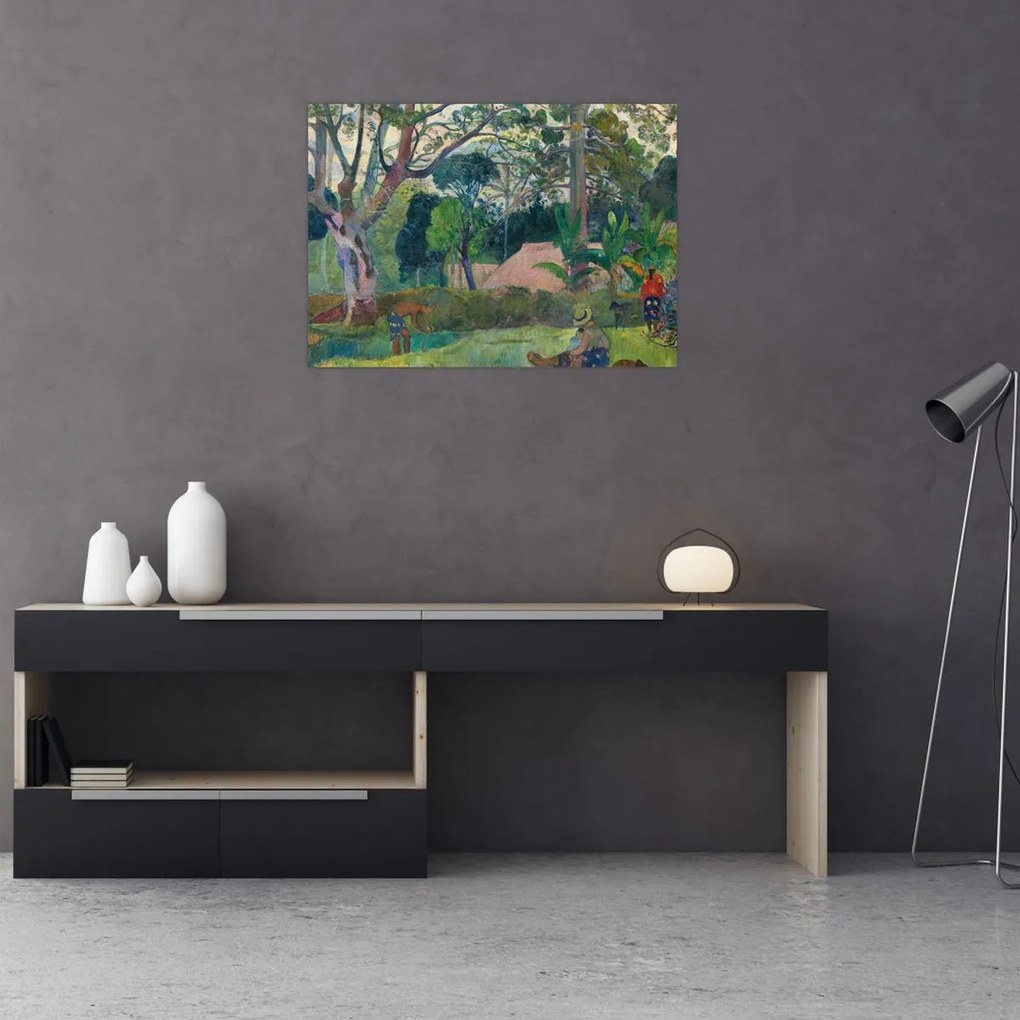 Tablou pe sticlă - Paul Gauguin, Te raau rahi (The Big Tree), reproducere (70x50 cm)