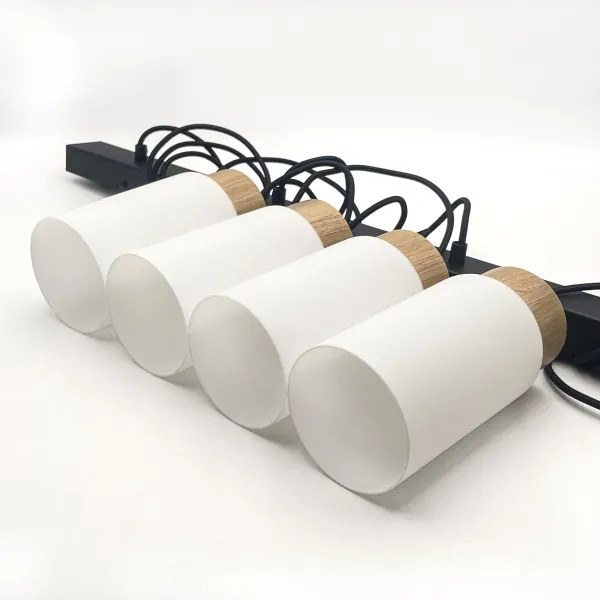 Lustră suspendată pe cablu MARKUS, 4 x E27, 15W, 230V, negru/stejar