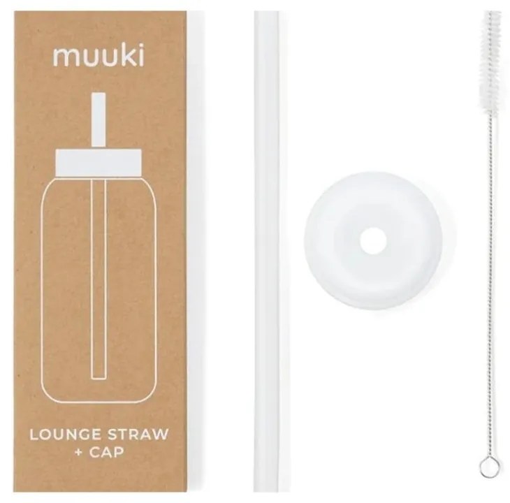 Pai de băut cu perie de curățare/cu capac inclus din silicon Clear – Muuki