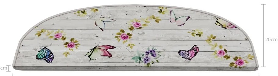 Covorașe pentru scări crem 16 buc. 20x65 cm Butterfly Life – Vitaus