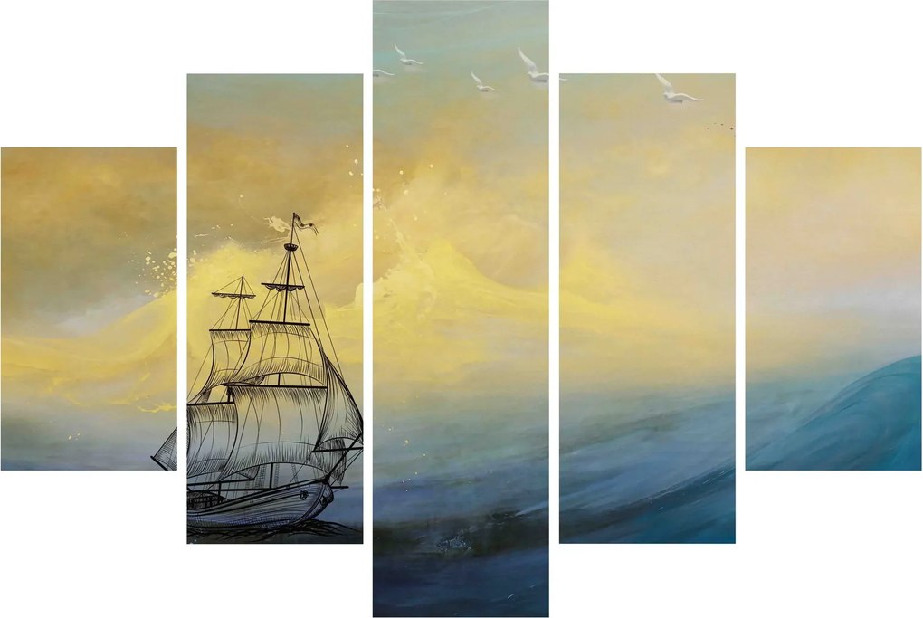 Tablou - Pictură barcă pe mare (150x105 cm)