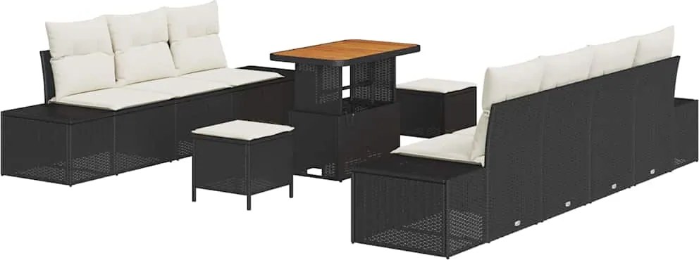vidaXL Set de canapele pentru grădină 10 pcs Negru Rattan poli
