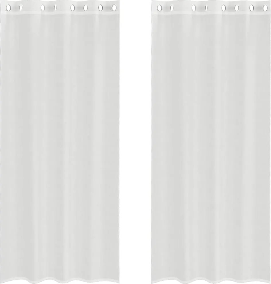 vidaXL Perdele Voile cu Oeje 2 buc Alb