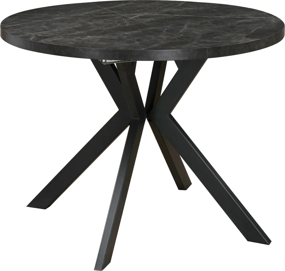 Masă de sufragerie extensibilă, beton închis/negru, 100-250x75,5 cm, LUKOS