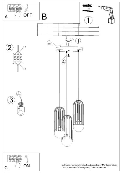 Lustră pe cablu Sollux SL.1335 BRINA 3xG9/8W/230V alb