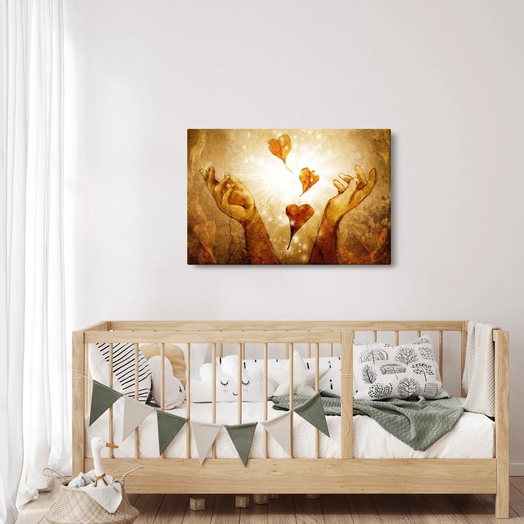 Tablou - pictura mâinilor pline de dragoste (90x60 cm)